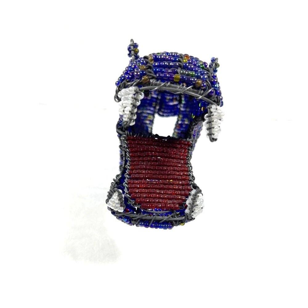Handmade Hippopotamus Blue Red Glass Bead House Hippo South Africa Artisan VTG - Picture 9 of 12